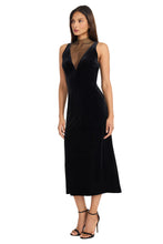 Load image into Gallery viewer, Donna Morgan Plunge Mesh Velvet Dress