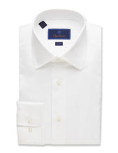Load image into Gallery viewer, David Donahue White Trim Fit Super Fine Twill Dress Shirt