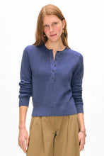 Load image into Gallery viewer, White &amp; Warren Fine Cotton Blend Ribbed Henley
