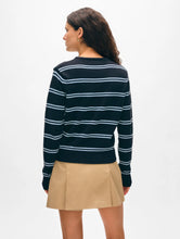 Load image into Gallery viewer, White &amp; Warren Fine Cotton Boucle Stripe Crewneck
