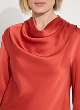 Load image into Gallery viewer, Lysse Hammered Satin High Cowl Neck Blouse
