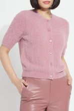 Load image into Gallery viewer, Lysse Opalite Short Sleeve Lurex Feather Cardigan
