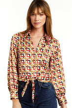 Load image into Gallery viewer, Drew Lottie Printed Tie Front Blouse
