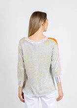 Load image into Gallery viewer, Elliott Lauren Blocked Off Painted Stripe V Neck Sweater
