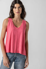 Load image into Gallery viewer, Lilla P Flame Modal Shirred Back V Neck Tank
