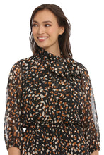 Load image into Gallery viewer, London Times Leaf Printed Lurex Dress

