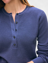 Load image into Gallery viewer, White &amp; Warren Fine Cotton Blend Ribbed Henley
