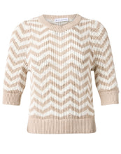 Load image into Gallery viewer, White &amp; Warren Chevron Stripe Mesh Top
