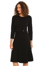 Load image into Gallery viewer, Maggy London Jewel Neck Pleated Skirt Knit Dress
