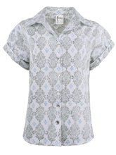 Load image into Gallery viewer, Finley Mended Vara Dogwood Print Roll Sleeve Camp Shirt
